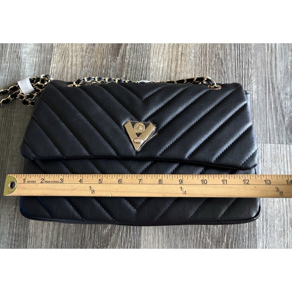 Valentino Orlandi V Quilted Black Italian Vegan Leather Crossbody Bag NWT - Picture 4 of 7